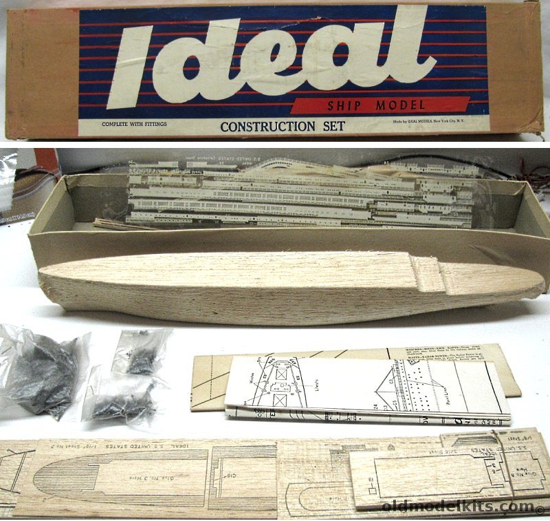 Ideal Aeroplane & Supply SS United States Ocean Liner - 22 Inch Long Wooden Ship Kit, 324 plastic model kit